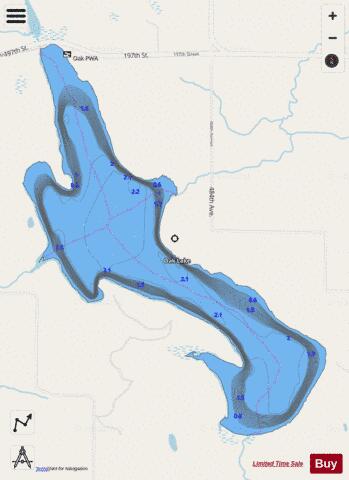 Oak depth contour Map - i-Boating App - Streets