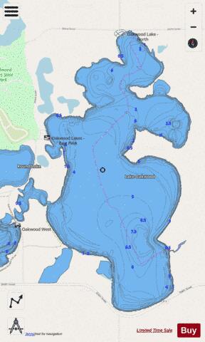 Oakwood East depth contour Map - i-Boating App - Streets