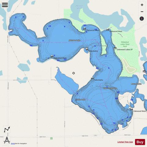 Oakwood West depth contour Map - i-Boating App - Streets