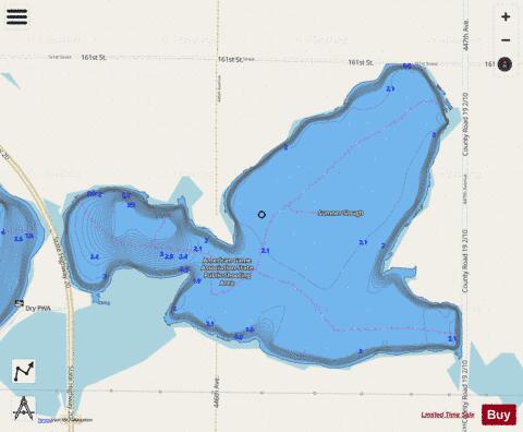 Summer Slough depth contour Map - i-Boating App - Streets