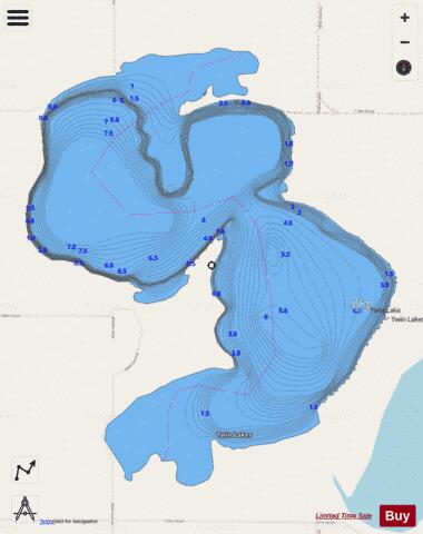 Twin depth contour Map - i-Boating App - Streets