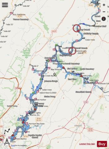 Chickamauga Lake depth contour Map - i-Boating App - Streets