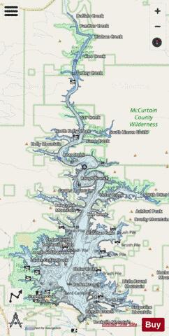 Broken Bow Lake depth contour Map - i-Boating App - Streets