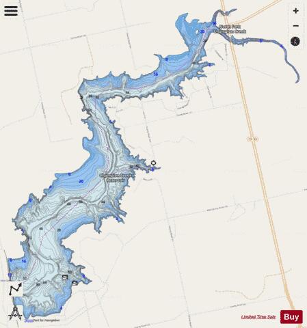 Champion Creek Reservoir depth contour Map - i-Boating App - Streets