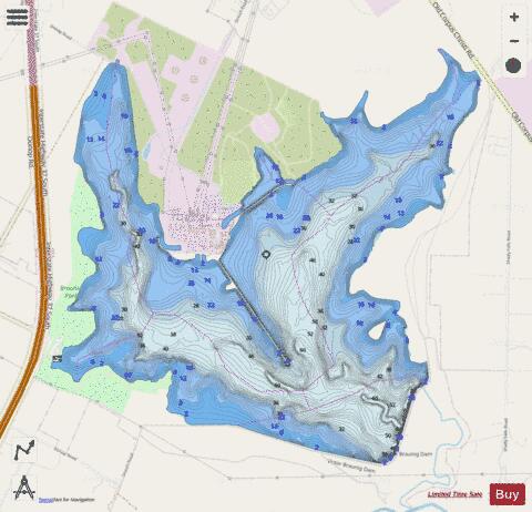 Victor Braunig Lake depth contour Map - i-Boating App - Streets