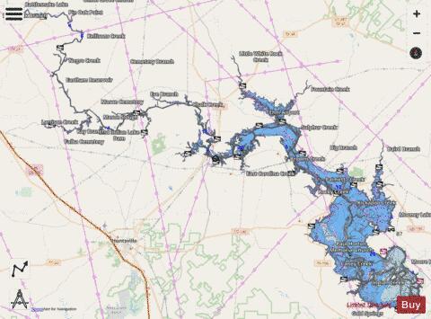 Livingston Reservoir depth contour Map - i-Boating App - Streets