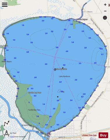 Anahuac depth contour Map - i-Boating App - Streets