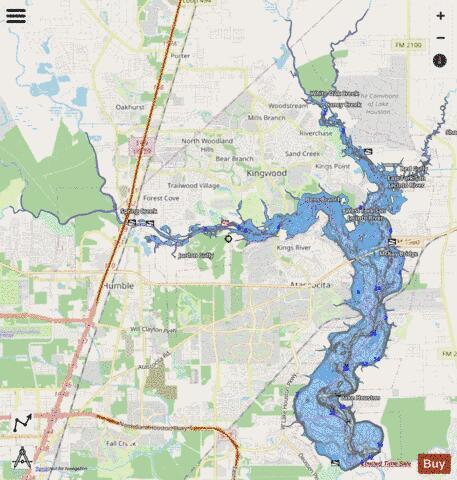 Houston depth contour Map - i-Boating App - Streets
