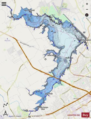 Waco depth contour Map - i-Boating App - Streets