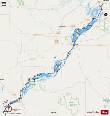Illinois River mile 82 to mile 137 Marine Chart - Nautical Charts App - Streets