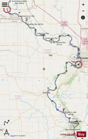 Missouri River mile 399 to 499 Marine Chart - Nautical Charts App - Streets