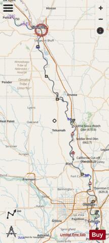 Missouri River mile 600 to mile 734 Marine Chart - Nautical Charts App - Streets