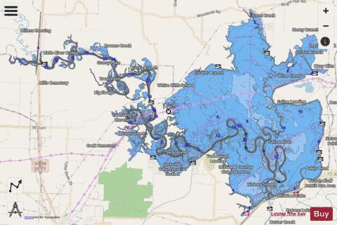 Millwood Lake depth contour Map - i-Boating App - Streets