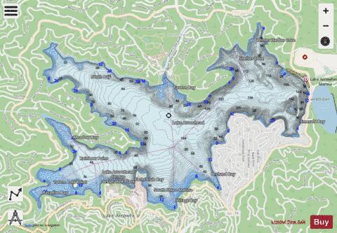 Lake Arrowhead Reservoir depth contour Map - i-Boating App - Streets