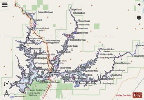 Lake Shasta depth contour Map - i-Boating App - Streets