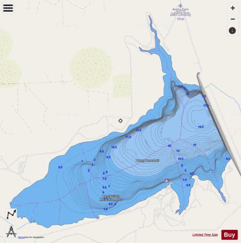 Bonny Reservoir depth contour Map - i-Boating App - Streets