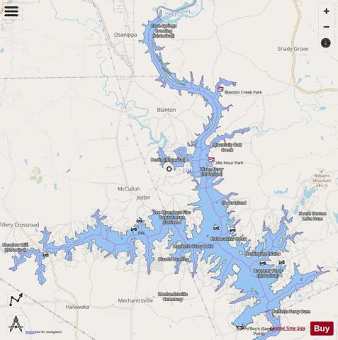 Lake Harding/Bartletts Ferry Lake depth contour Map - i-Boating App - Streets