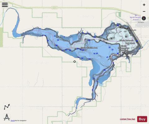 Kirwin Reservoir depth contour Map - i-Boating App - Streets