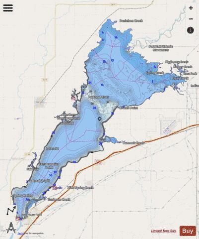 American Falls Reservoir depth contour Map - i-Boating App - Streets