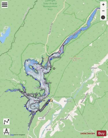 Lake Moomaw depth contour Map - i-Boating App - Streets