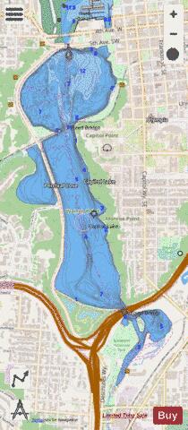 Capitol Lake depth contour Map - i-Boating App - Streets