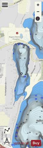 Lower Nashotah Lake depth contour Map - i-Boating App - Streets