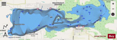 Puckaway Lake depth contour Map - i-Boating App - Streets