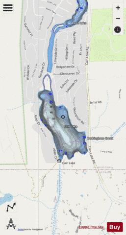 Cain Lake depth contour Map - i-Boating App - Streets