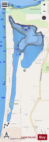 Cranberry Lake depth contour Map - i-Boating App - Streets
