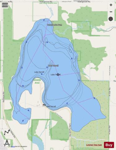 Lake Terrell depth contour Map - i-Boating App - Streets