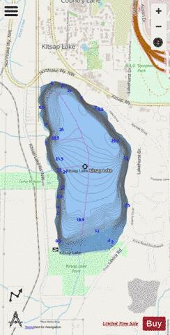 Kitsap Lake depth contour Map - i-Boating App - Streets