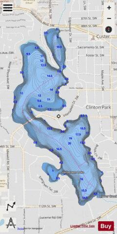 Steilacoom Lake depth contour Map - i-Boating App - Streets