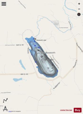 Bosworth Lake depth contour Map - i-Boating App - Streets