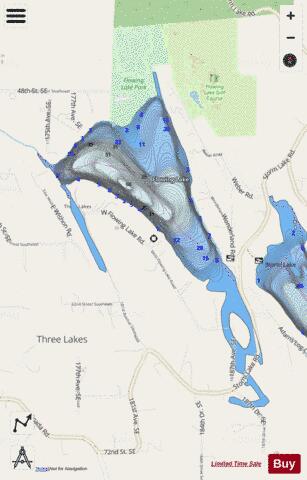 Flowing Lake depth contour Map - i-Boating App - Streets