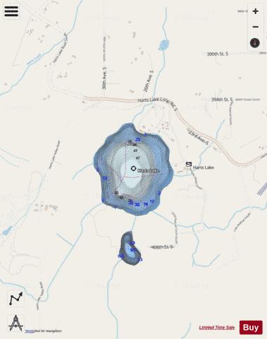 Harts Lake depth contour Map - i-Boating App - Streets