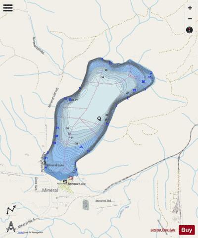 Mineral Lake depth contour Map - i-Boating App - Streets