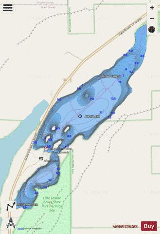 Alkali Lake depth contour Map - i-Boating App - Streets