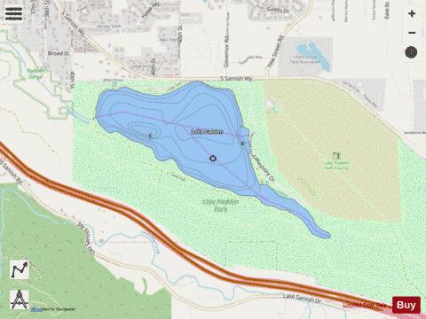 Lake Padden depth contour Map - i-Boating App - Streets