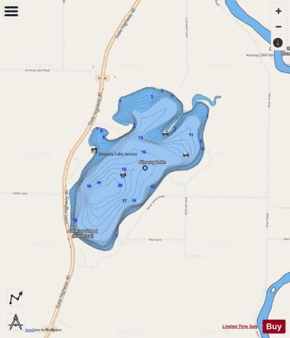 Amacoy Lake depth contour Map - i-Boating App - Streets