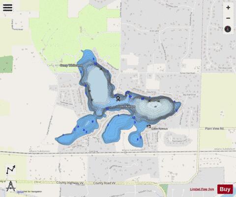 Lake Keesus depth contour Map - i-Boating App - Streets