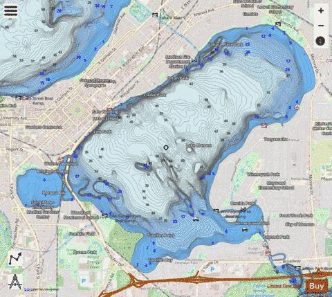 Lake Monona depth contour Map - i-Boating App - Streets