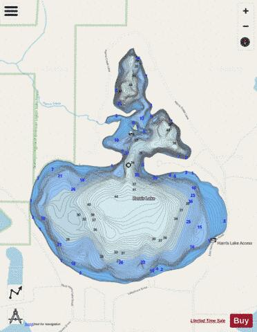 Harris Lake depth contour Map - i-Boating App - Streets