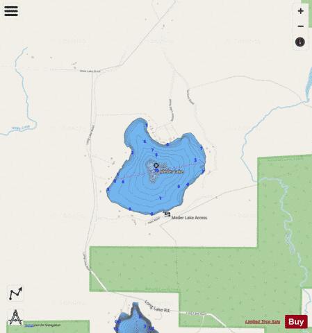 Meder Lake depth contour Map - i-Boating App - Streets