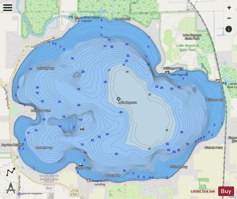 Lake Kegonsa 410 depth contour Map - i-Boating App - Streets