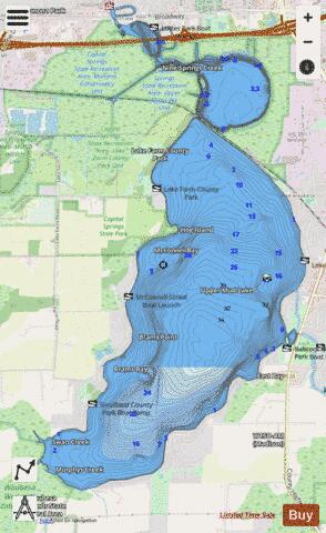 Upper Mud Lake depth contour Map - i-Boating App - Streets