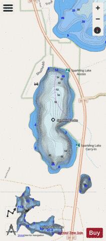 Sparkling Lake depth contour Map - i-Boating App - Streets