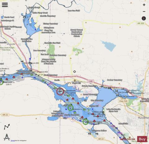 Dardanelle depth contour Map - i-Boating App - Streets