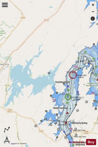 Watts Bar depth contour Map - i-Boating App - Streets